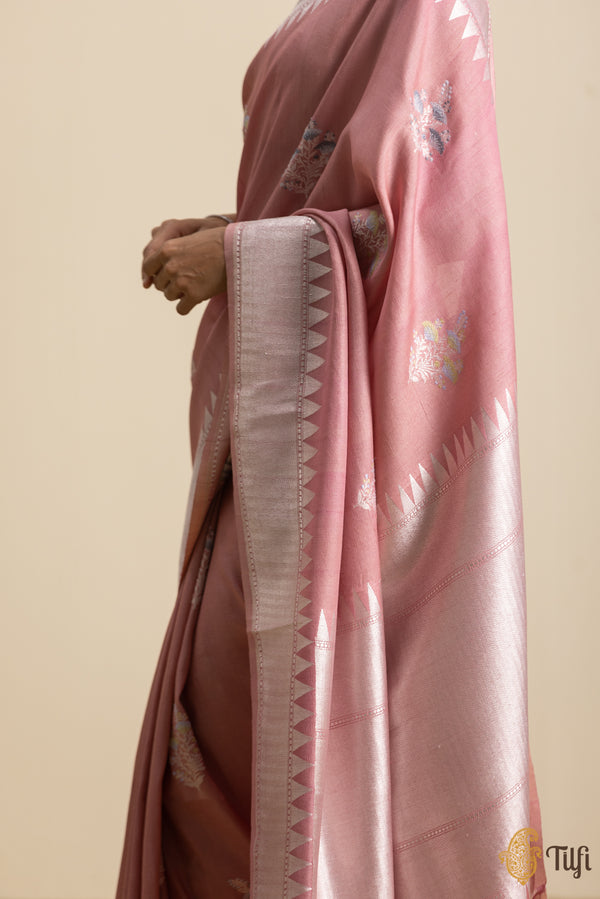 Tusser silk dark pink saree - G3-WSA54170 