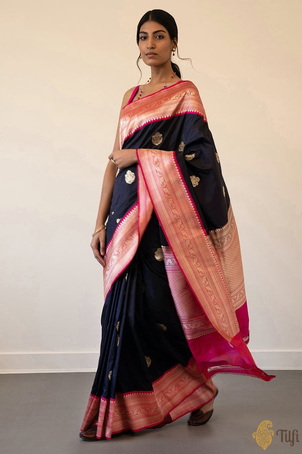 Pure Handwoven Banarasi Sarees Tagged "blue" Page 2 - Tilfi