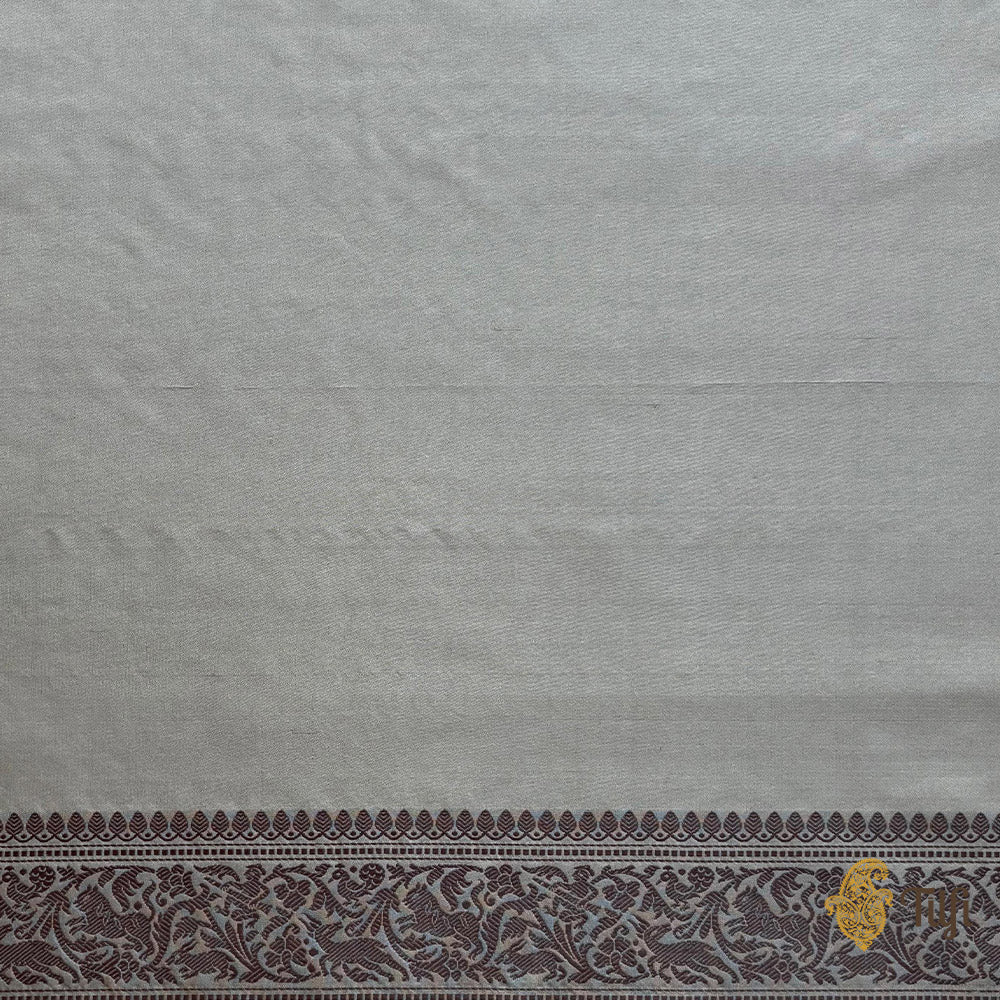 Pre-Order: Beige-Brown Pure Katan Silk Banarasi Shikargah Handloom Saree