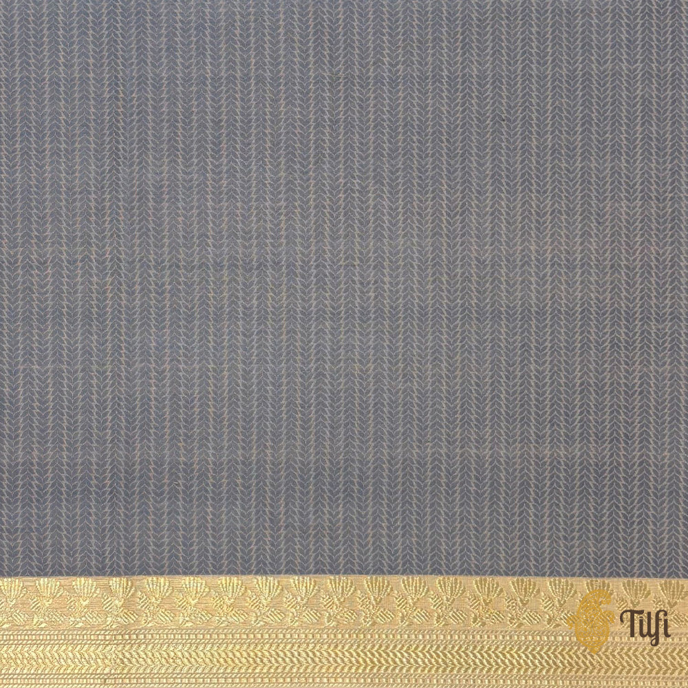 Light Peach Pure Kora Silk Banarasi Handloom Saree