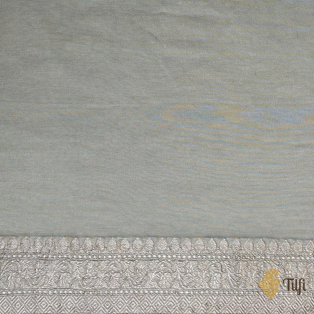 Pre-Order: Pastel Sage Pure Khaddi Georgette Banarasi Handloom Saree