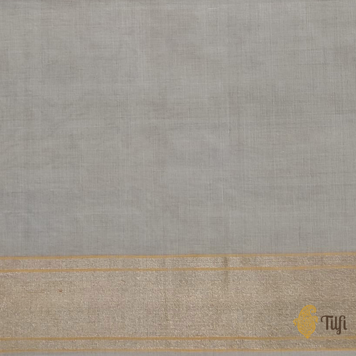 Pre-Order: 'Jayati' Light Grey Pure Cotton Jamdani Real Zari Banarasi Handloom Saree