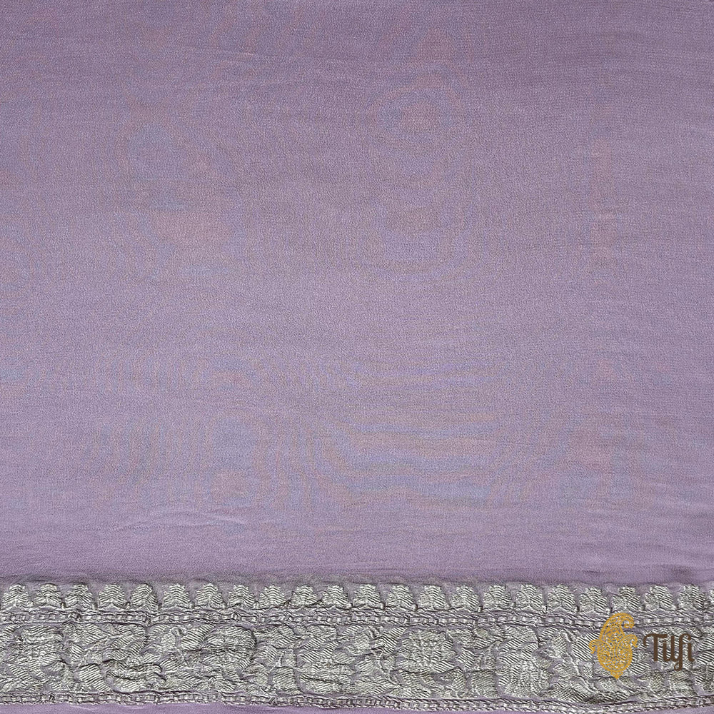 Pre-Order: Light Lavender Pink Pure Khaddi Georgette Banarasi Handloom Saree