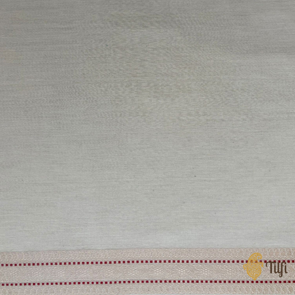 Off-White Pure Cotton Banarasi Kadhua Handloom Saree