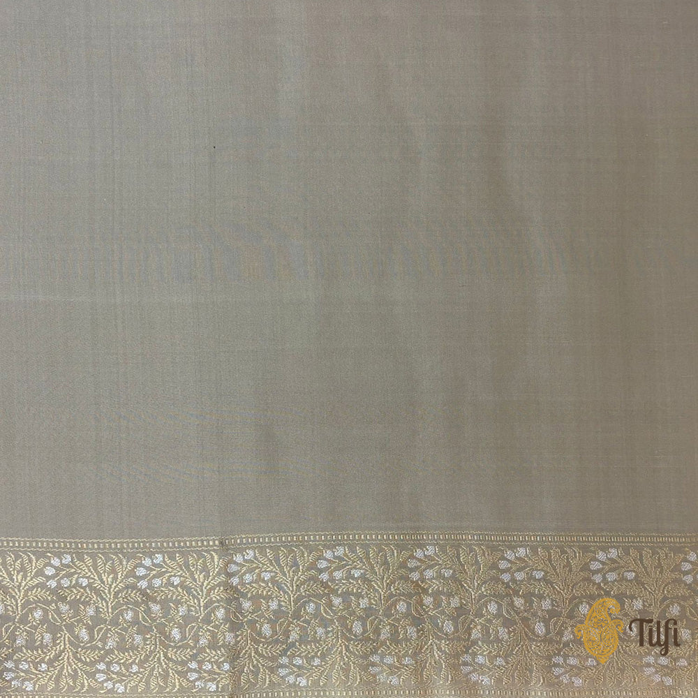 Pre-Order: &#39;Vilakshana&#39; Off-White-Beige Pure Katan Silk Banarasi Handloom Saree