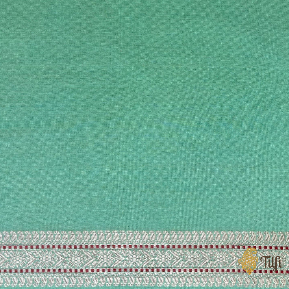 Sea Green Pure Cotton Banarasi Kadhua Handloom Saree