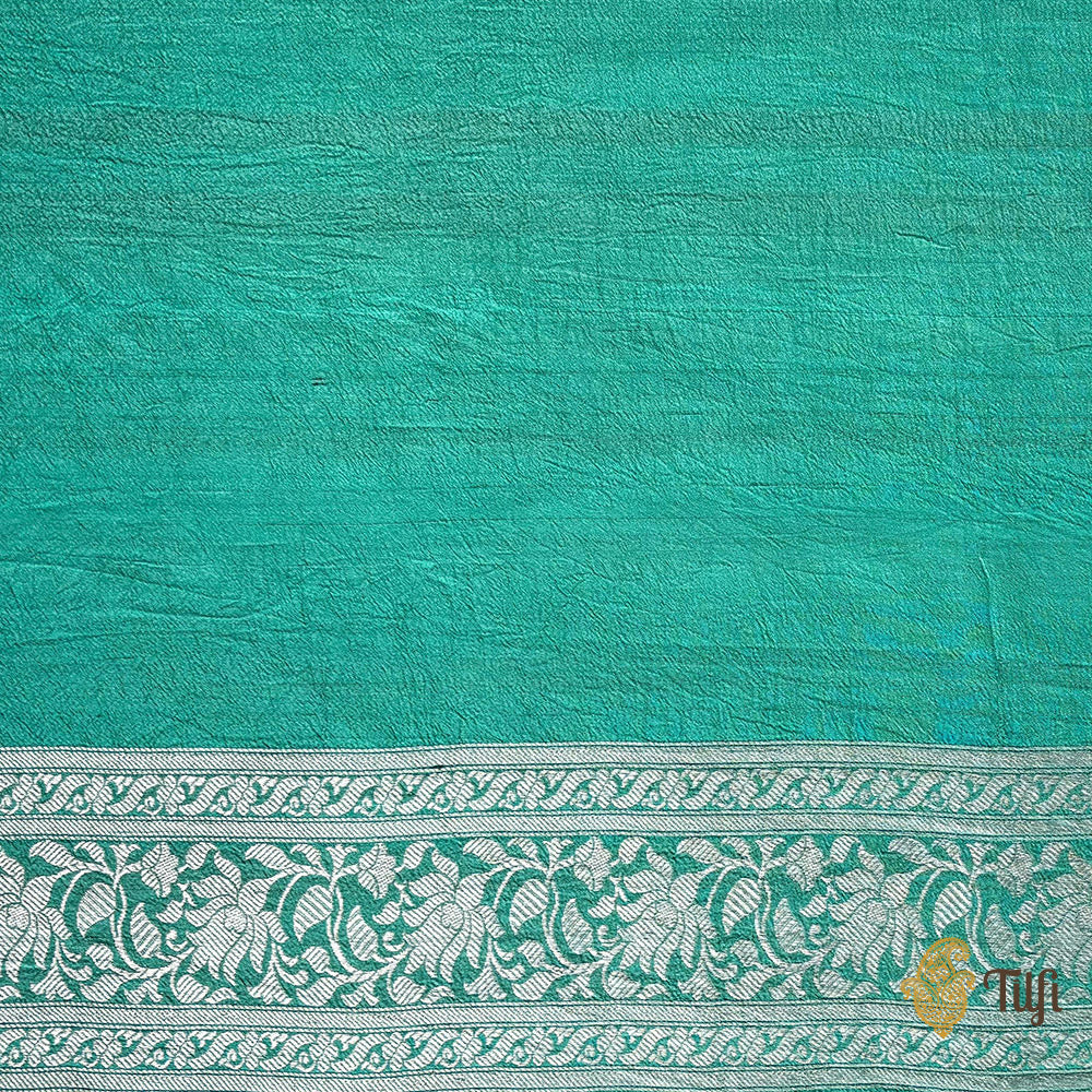 Green Pure Tussar Georgette Banarasi Handloom Saree