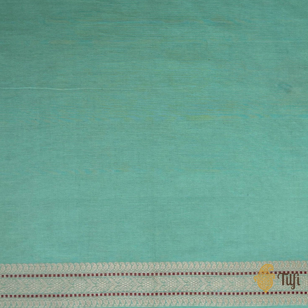 Sea Green Pure Cotton Banarasi Kadhua Handloom Saree