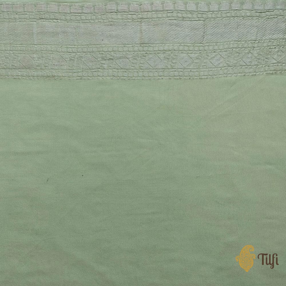 Pre-Order: Mint Green Pure Khaddi Georgette Banarasi Handloom Saree