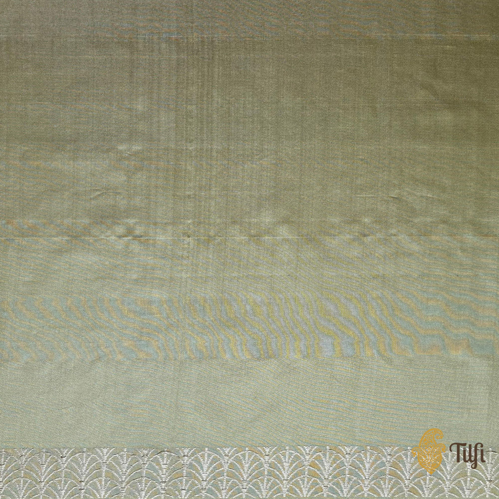 Pista Green Pure Ektara Silk Tissue Banarasi Handloom Saree