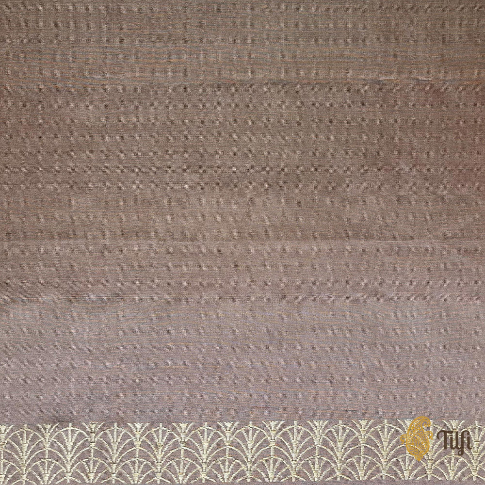 Light Rosy Brown Pure Ektara Silk Tissue Banarasi Handloom Saree