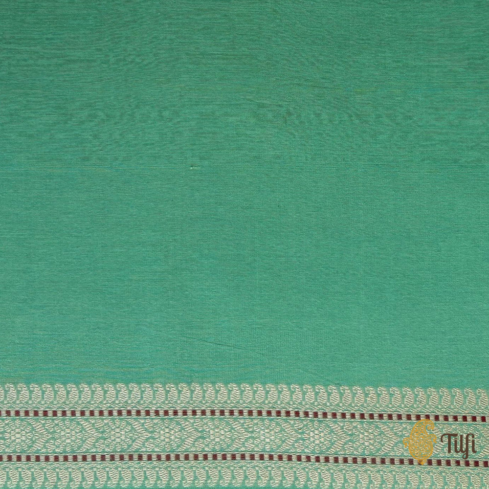 Sea Green Pure Cotton Banarasi Kadhua Handloom Saree