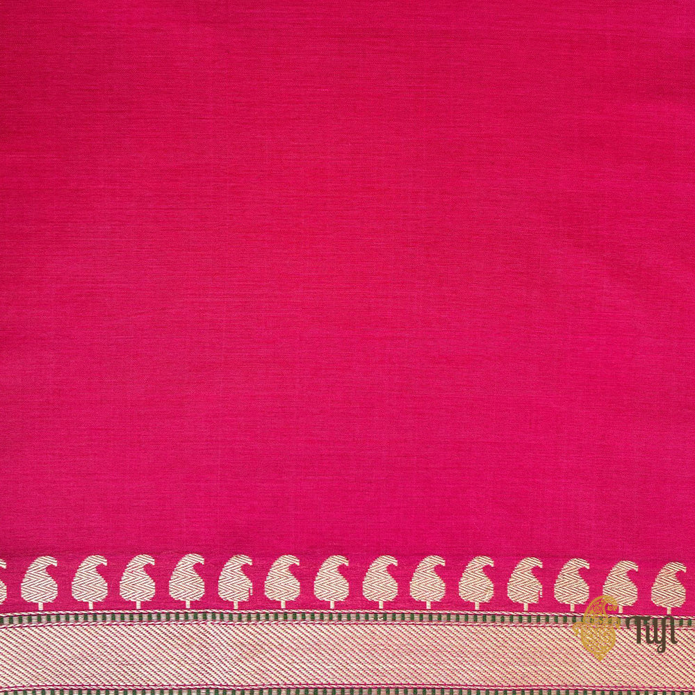 Rani Pink Pure Cotton Banarasi Kadhua Handloom Saree