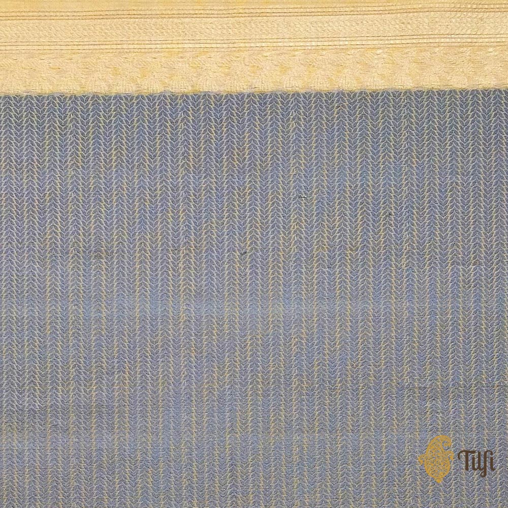 Pre-Order: Ivory-Yellow Pure Kora Silk Banarasi Handloom Saree