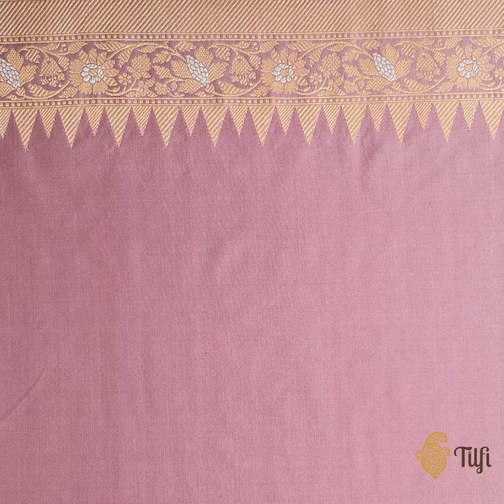 Light Mauvish Pink Pure Katan Silk Banarasi Handloom Saree