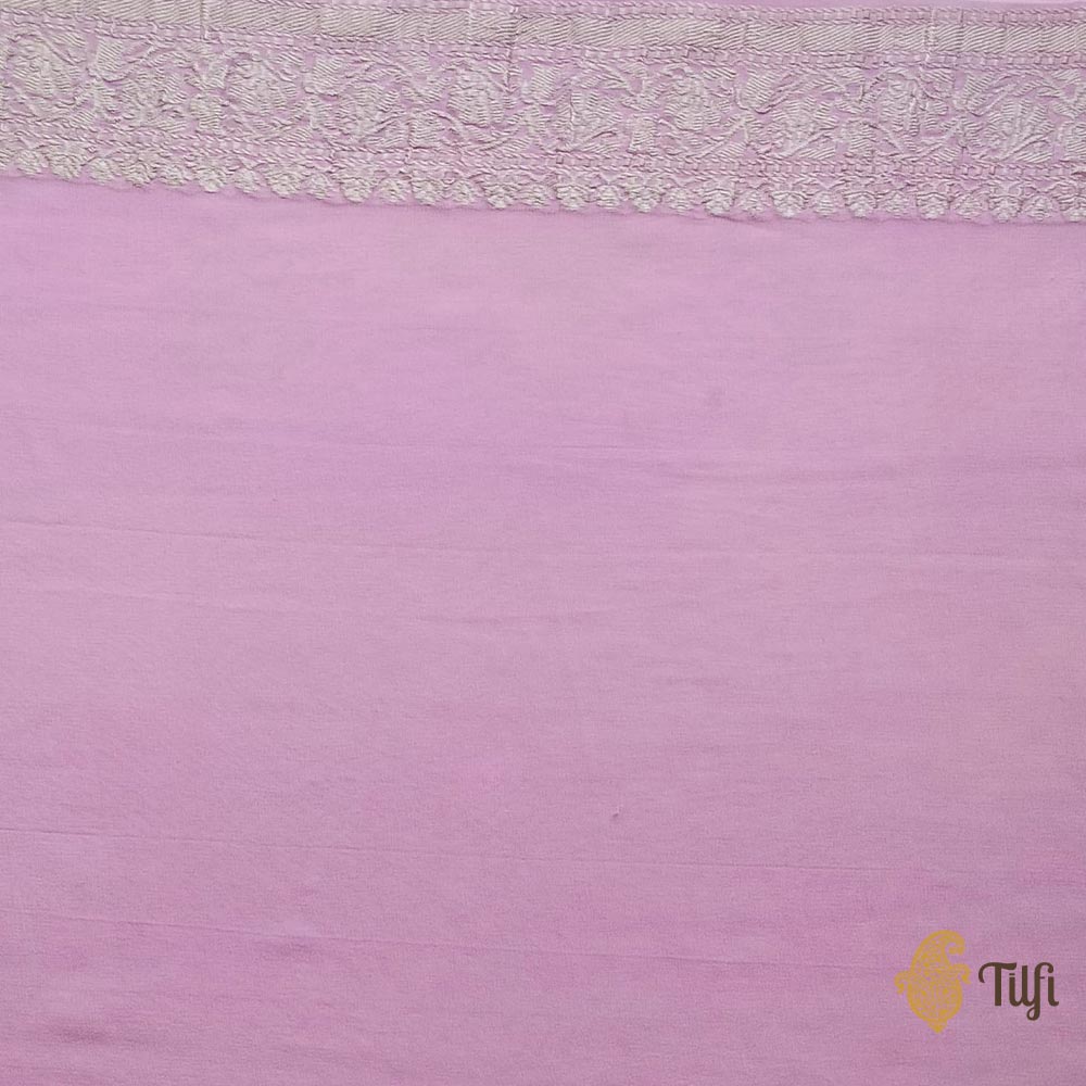 Light Lavender Pure Khaddi Georgette Banarasi Handloom Saree