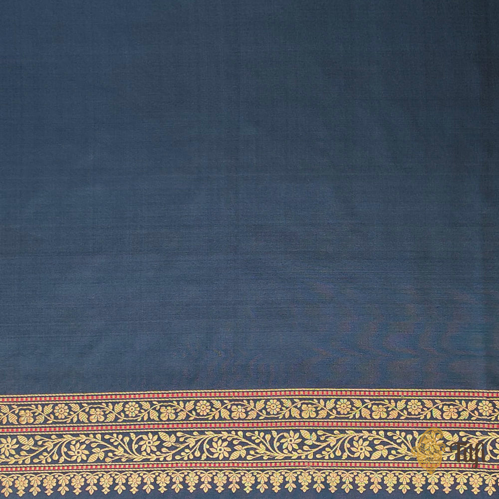 Navy Blue Pure Katan Silk Banarasi Handloom Saree