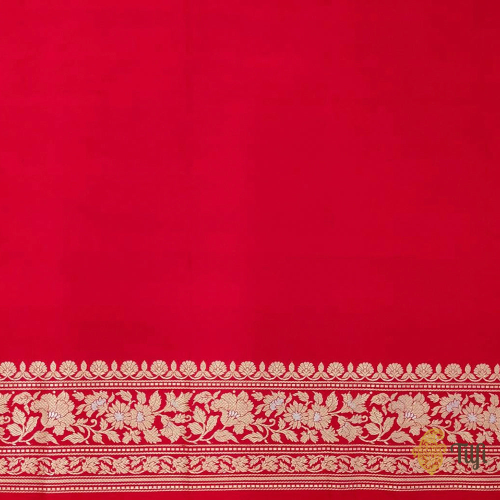 Pre-Order: 'Hera' Red Pure Katan Silk Banarasi Handloom Saree