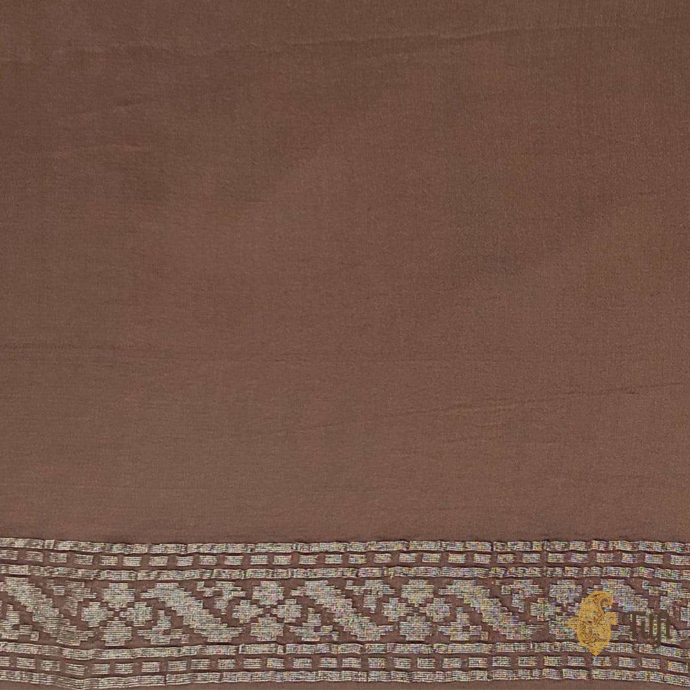 Rosy Brown Pure Khaddi Georgette Banarasi Handloom Saree