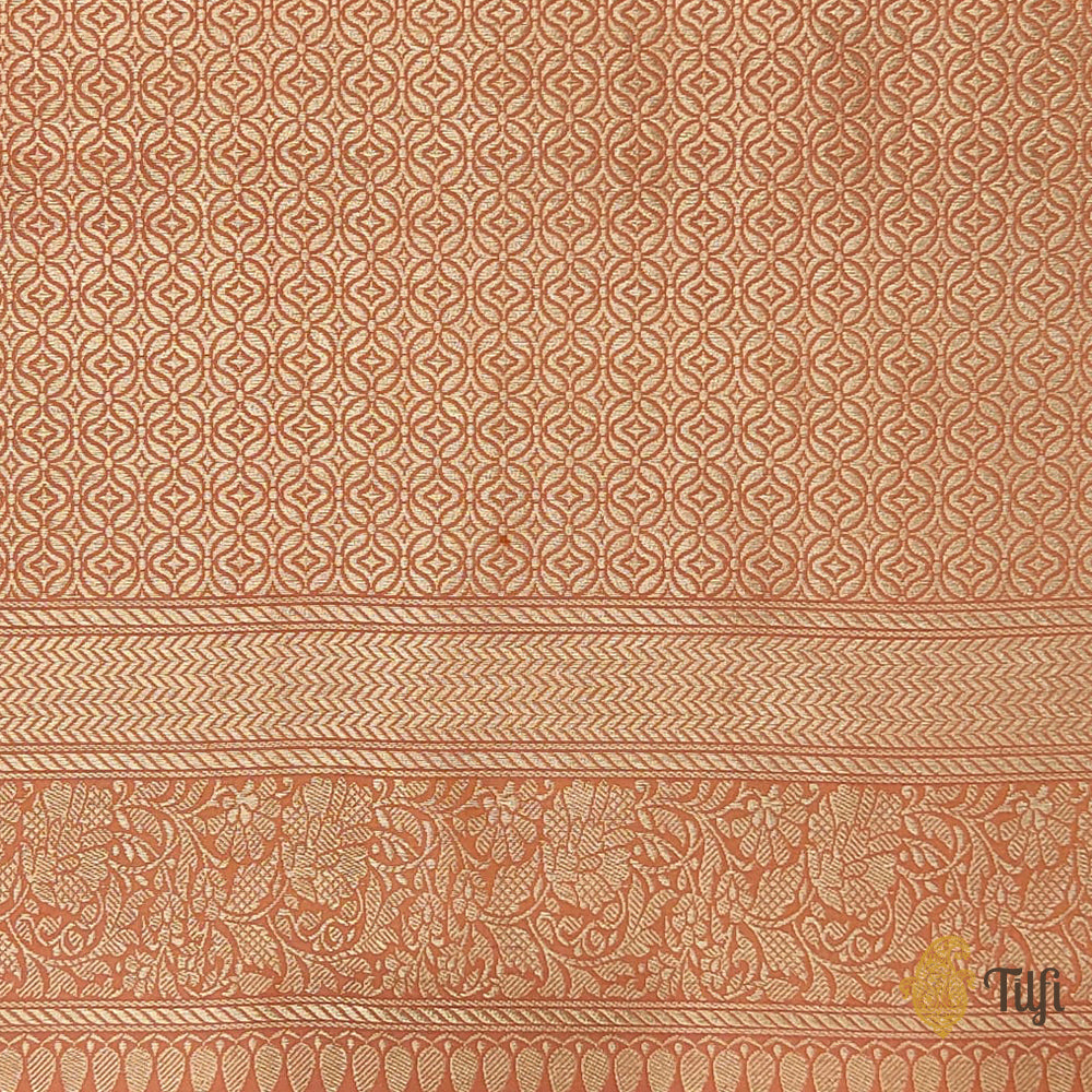 Pre-Order: Orange-Peach Pure Katan Silk Banarasi Handloom Saree