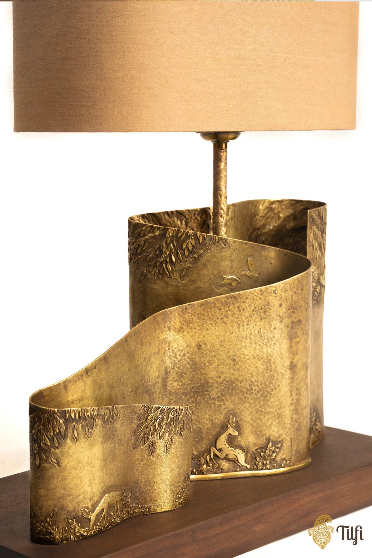 'To Dawn' Brass Metal Repoussé Lamp