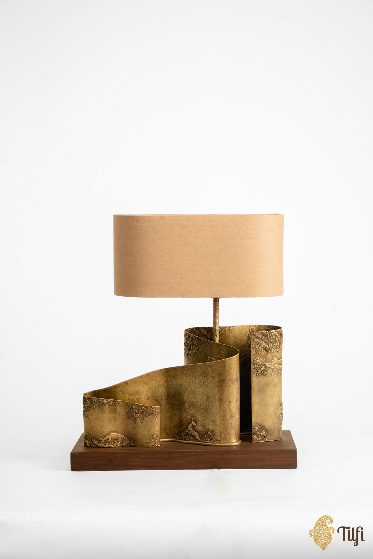 'To Dawn' Brass Metal Repoussé Lamp
