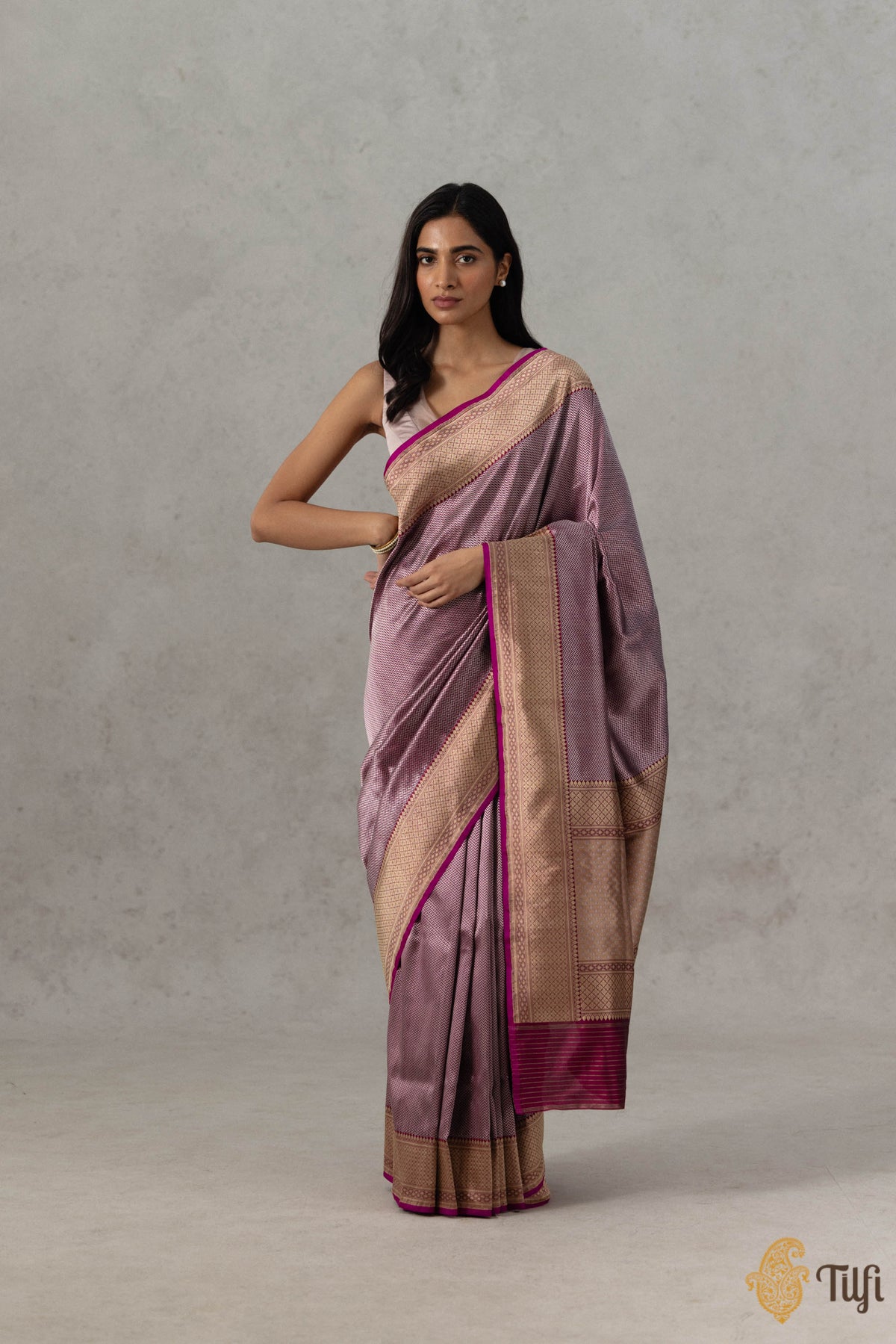 Burgundy Pure Katan Silk Banarasi Handloom Saree