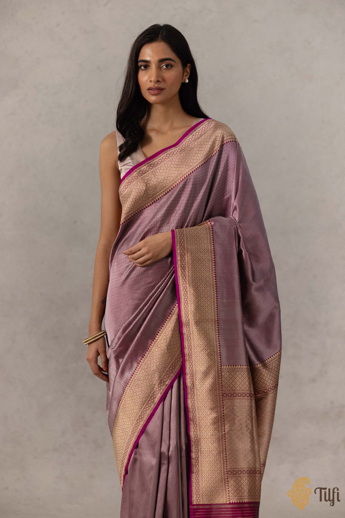 Burgundy Pure Katan Silk Banarasi Handloom Saree