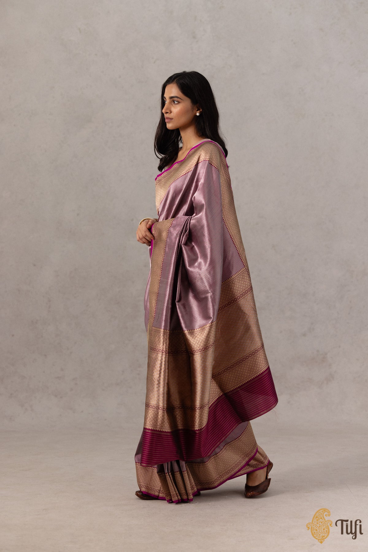 Burgundy Pure Katan Silk Banarasi Handloom Saree