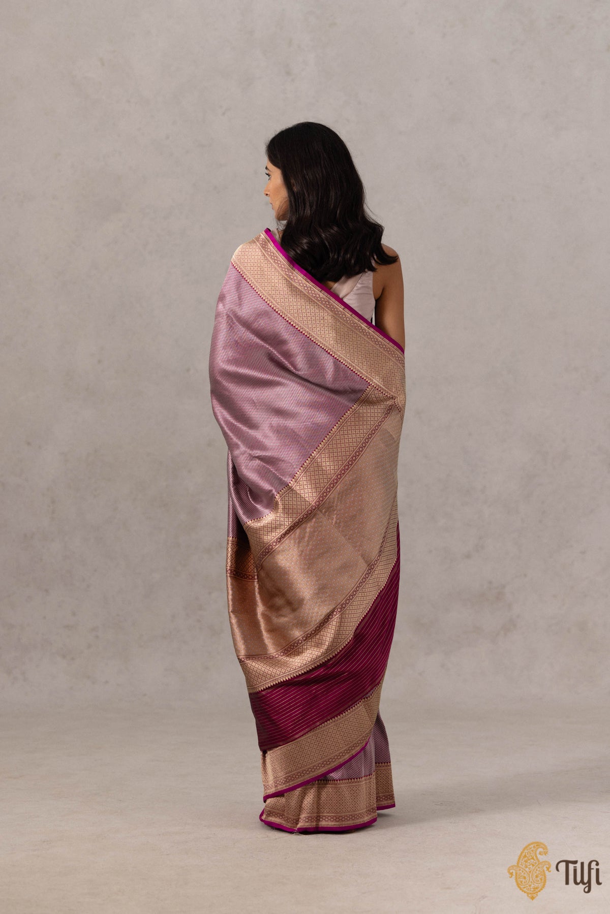 Burgundy Pure Katan Silk Banarasi Handloom Saree