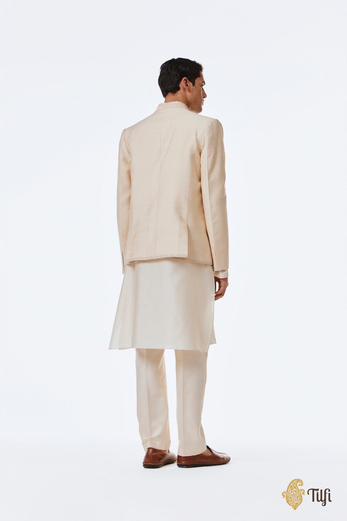 Off-White Pure Raw Silk Handwoven Jacket
