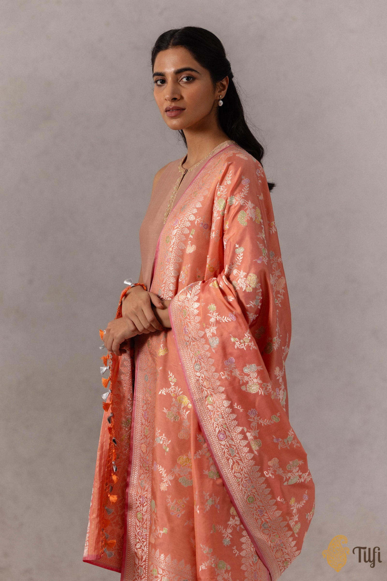 Handwoven Banarasi Katan Silk Tagged Kadwa - Tilfi
