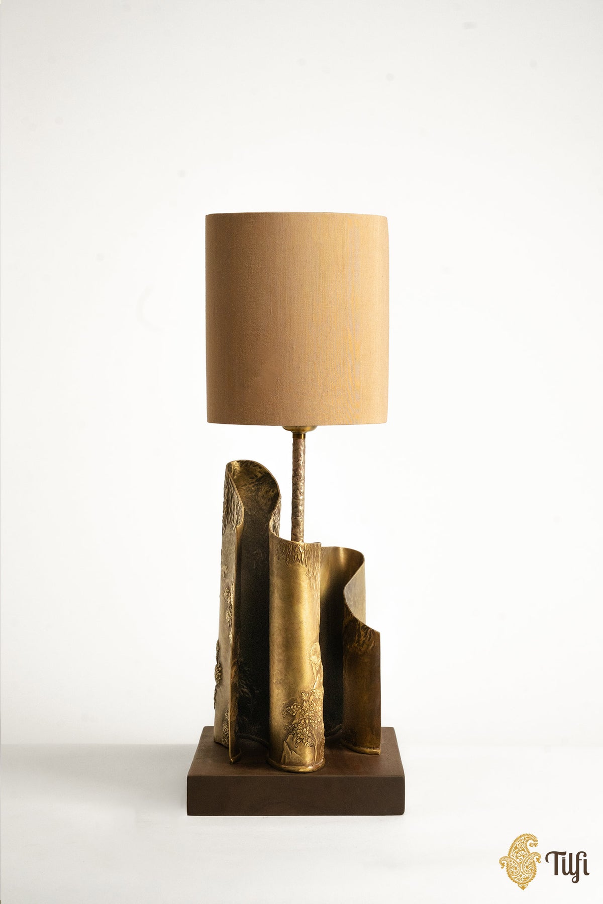 'From Dusk' Brass Metal Repoussé Lamp