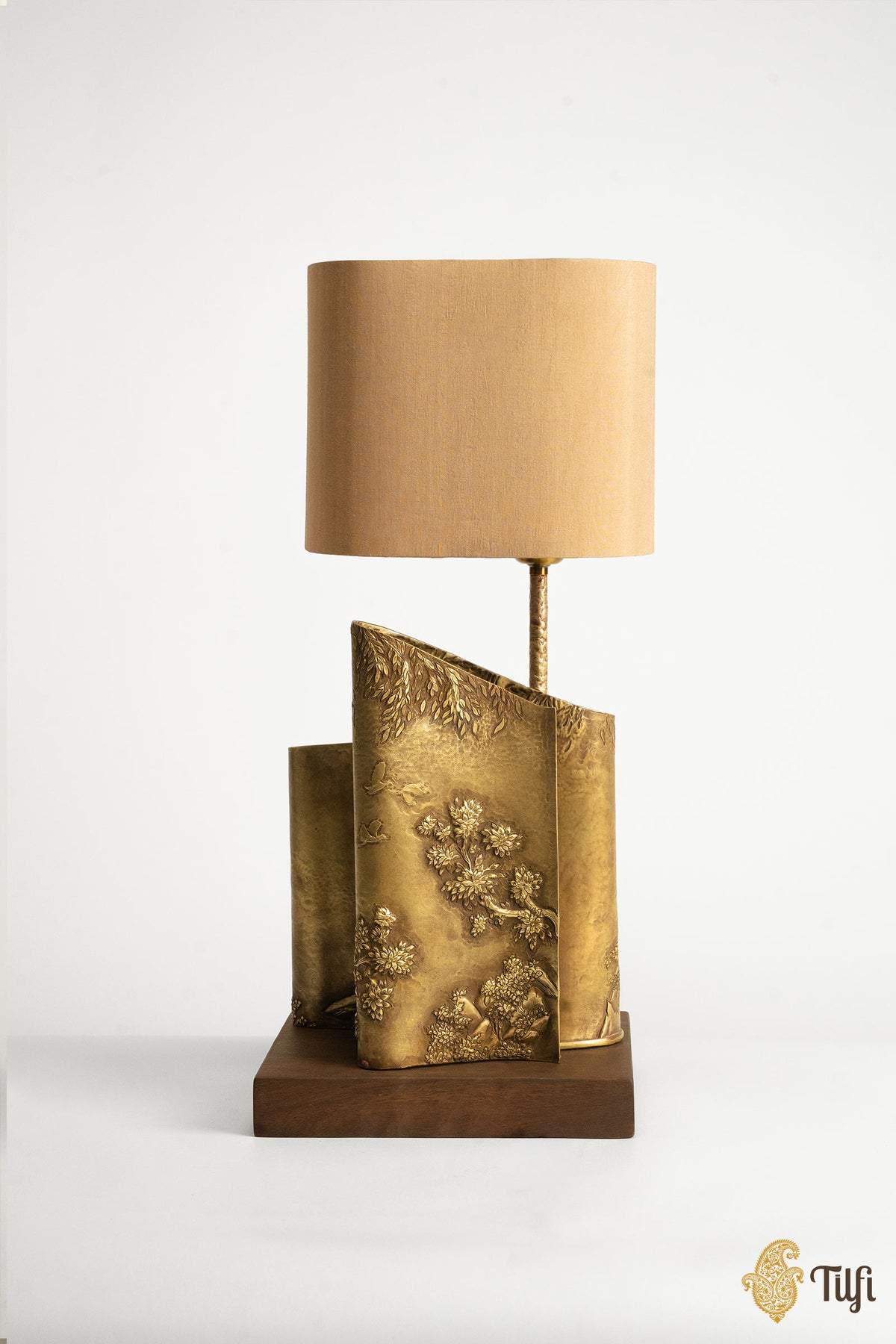 'From Dusk' Brass Metal Repoussé Lamp
