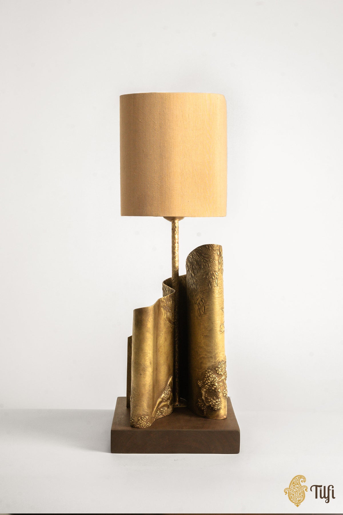 'From Dusk' Brass Metal Repoussé Lamp