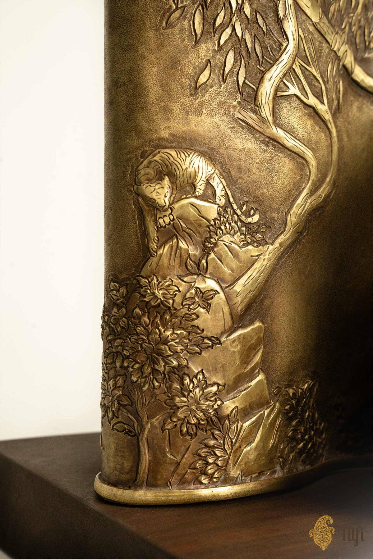 'From Dusk' Brass Metal Repoussé Lamp