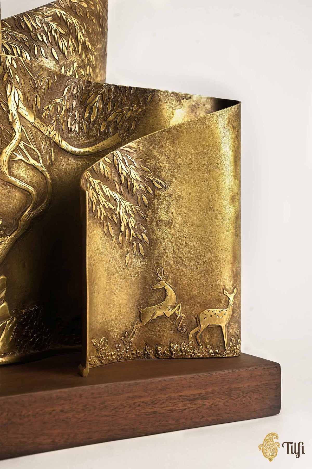 'From Dusk' Brass Metal Repoussé Lamp