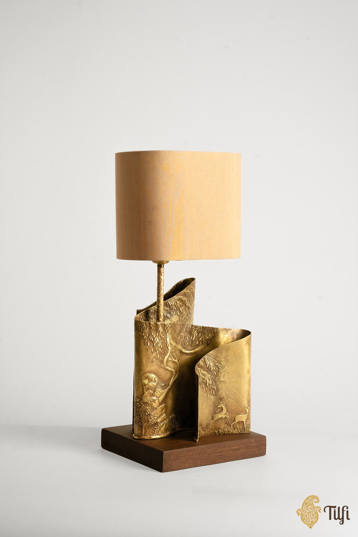 'From Dusk' Brass Metal Repoussé Lamp
