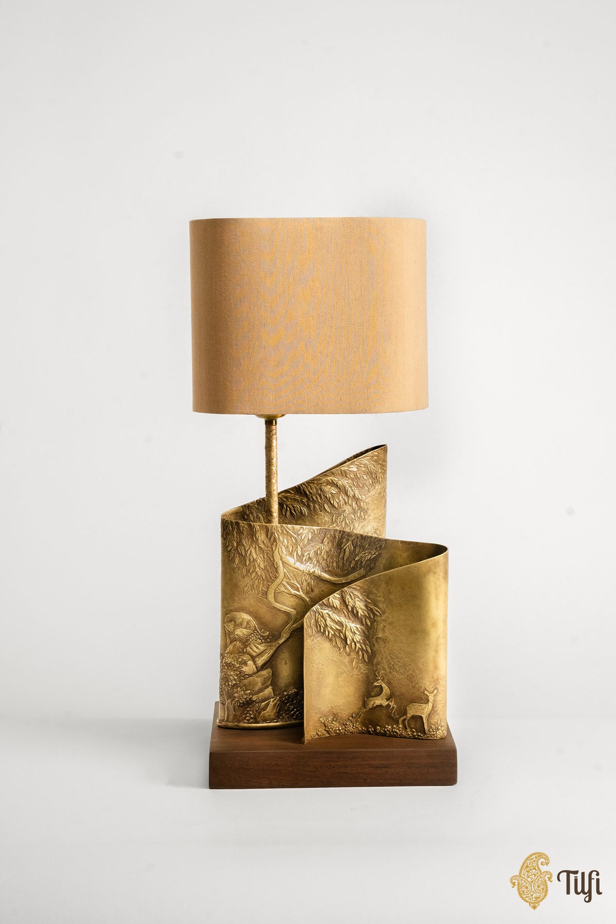 'From Dusk' Brass Metal Repoussé Lamp