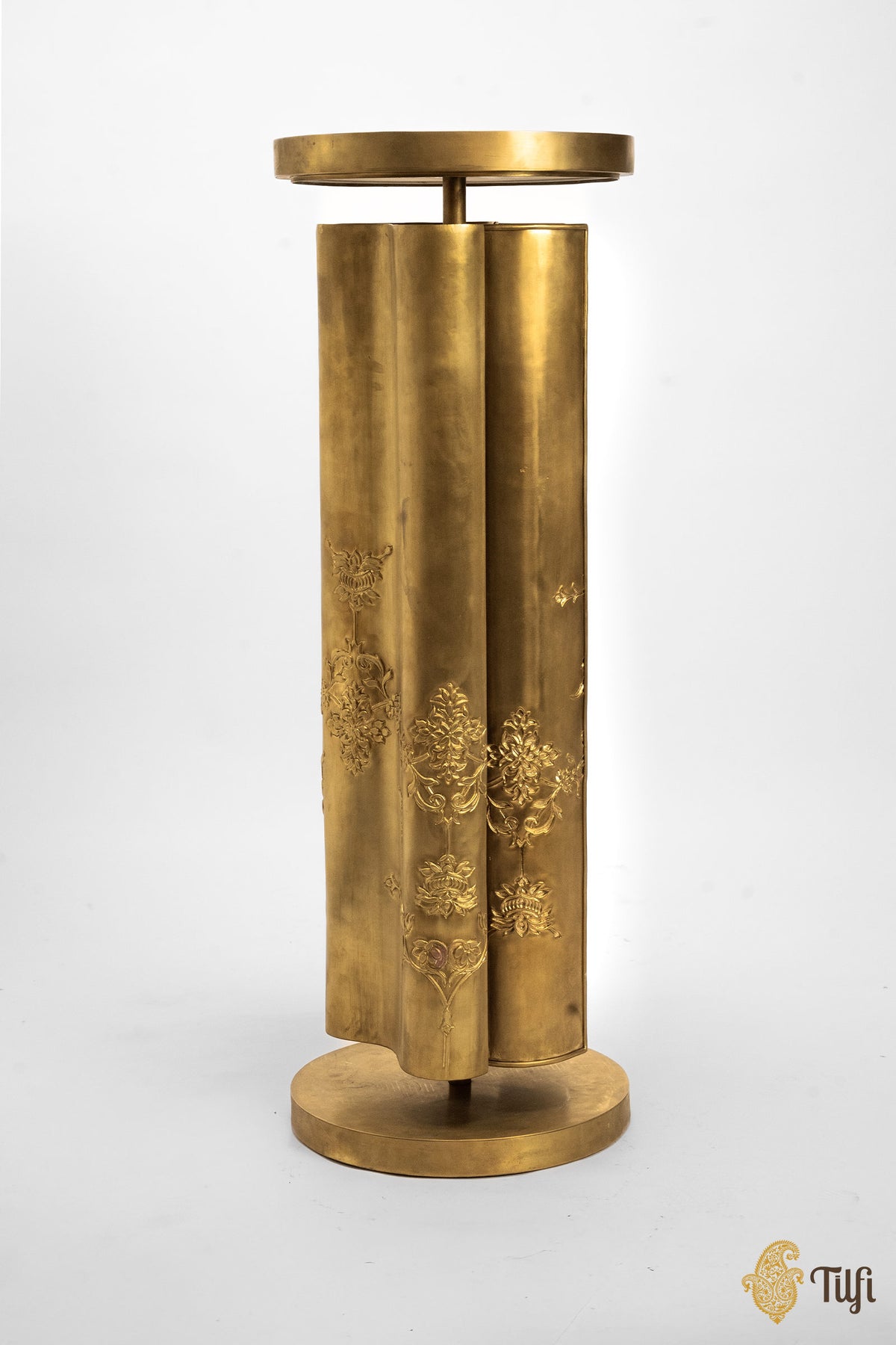 'Pleats' Brass Metal Repoussé Floor Lamp