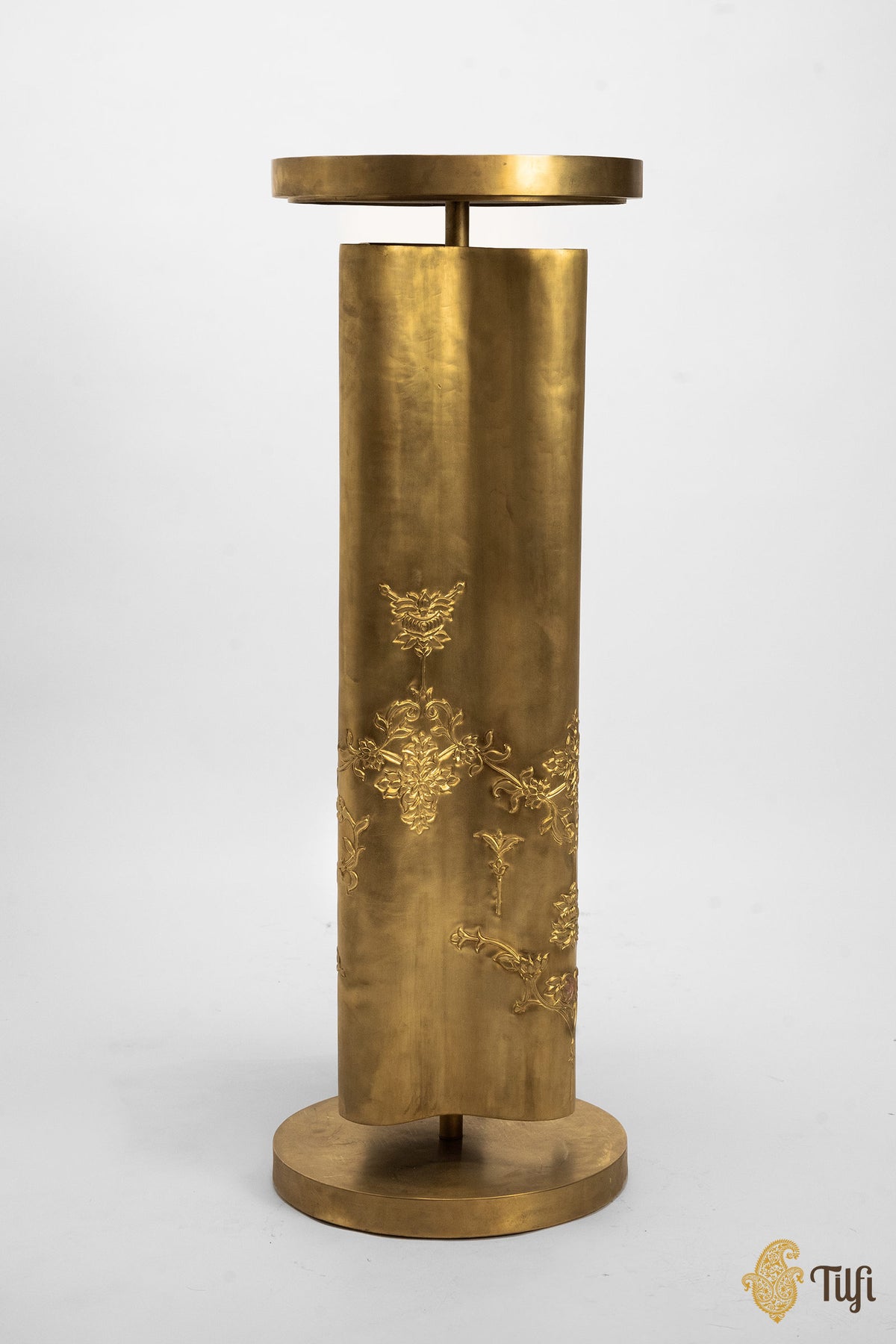 'Pleats' Brass Metal Repoussé Floor Lamp