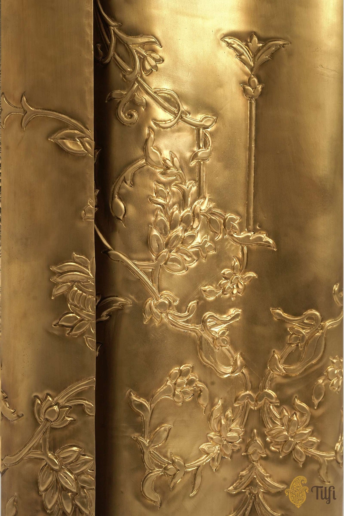 'Pleats' Brass Metal Repoussé Floor Lamp