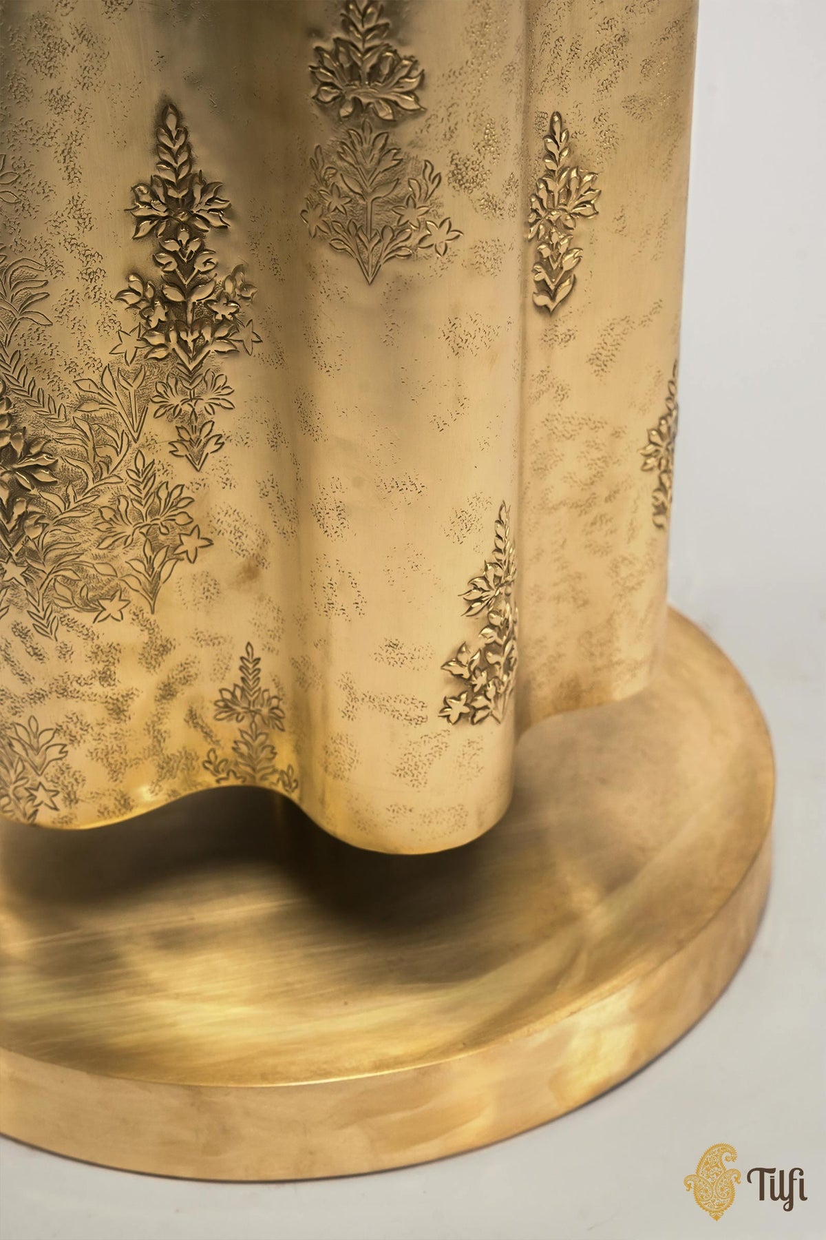 'Pleats' Brass Metal Repoussé Side Table