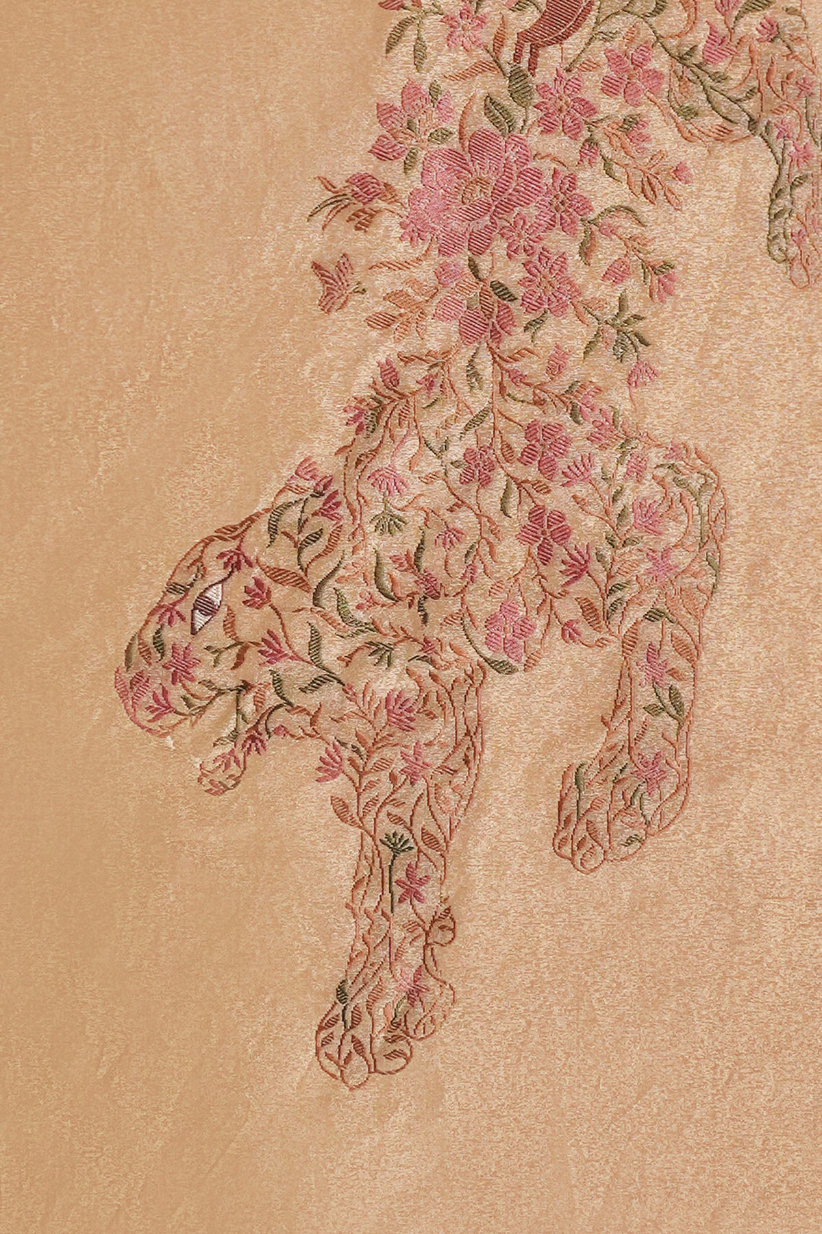 'Irony' Beige Silk Tissue Handwoven Textile Wall Art