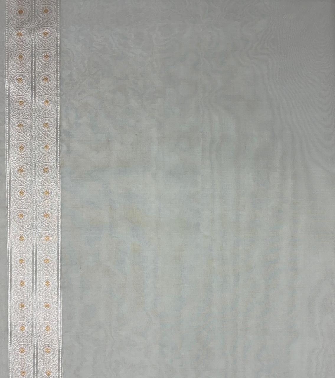 'Varsha' Light Blue Pure Kora Silk Handloom Banarasi Kadwa Saree