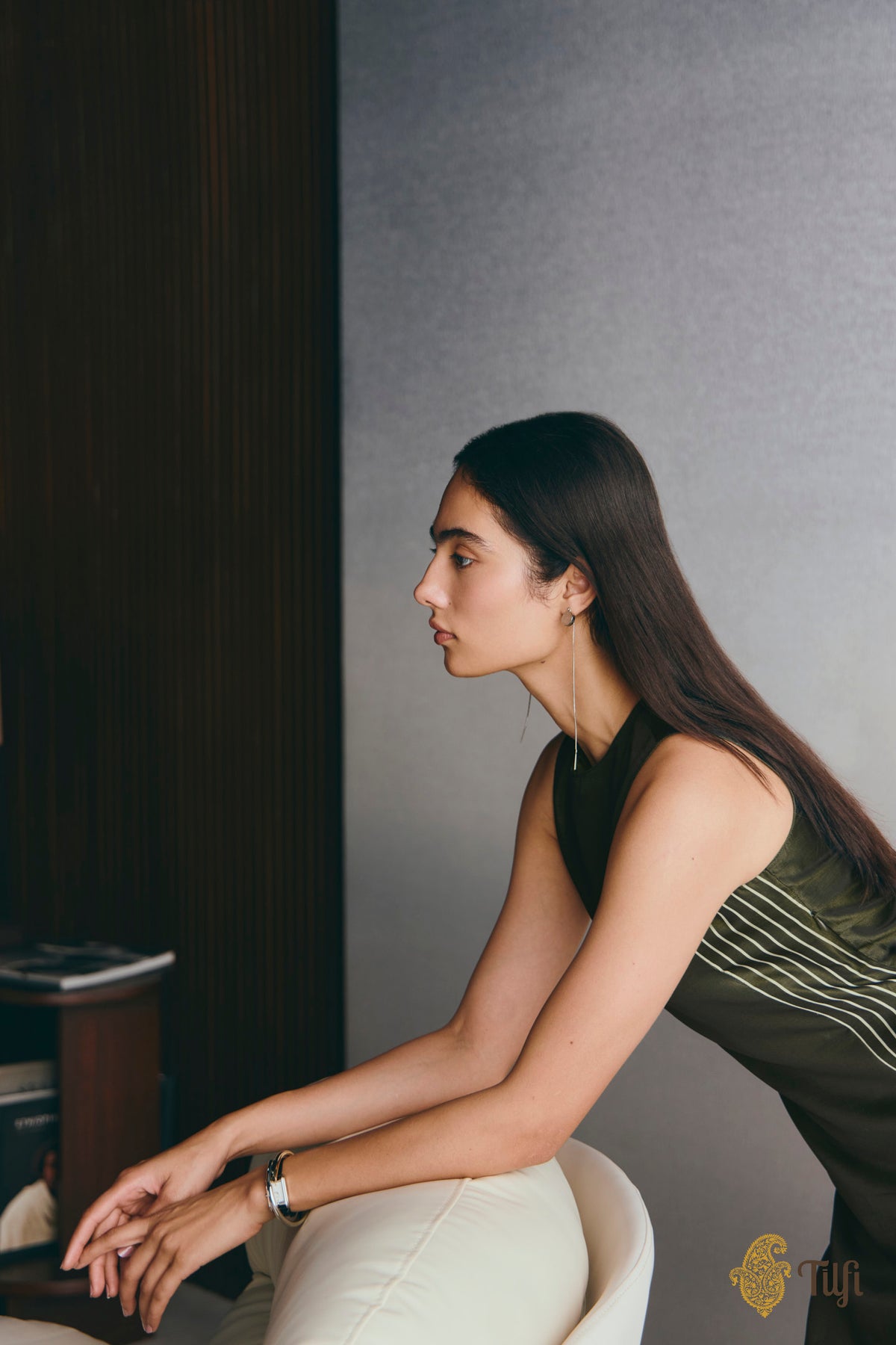 Green Handwoven Pure Silk Twill Dress