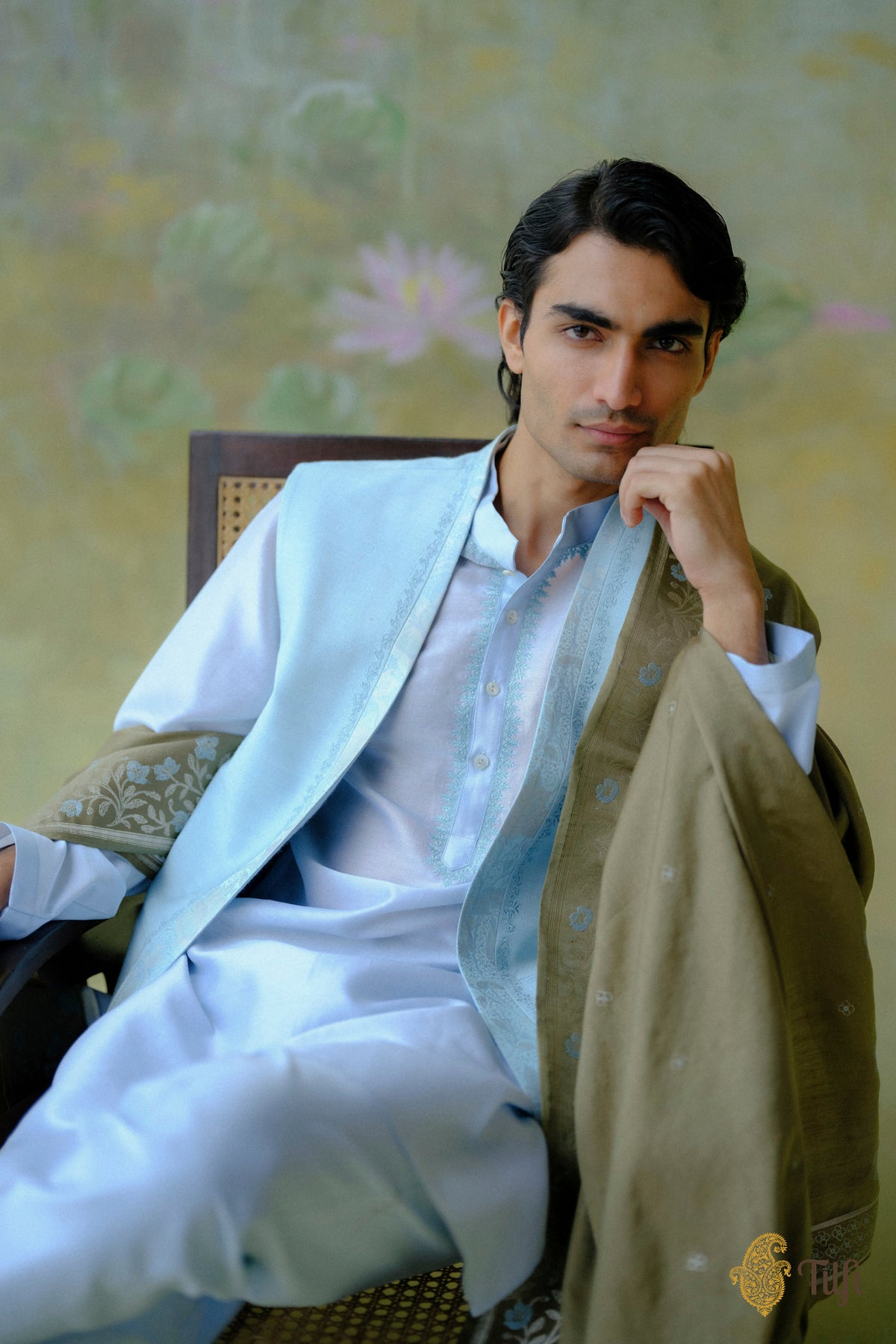 Blue Pure Raw Silk Handwoven Sadri