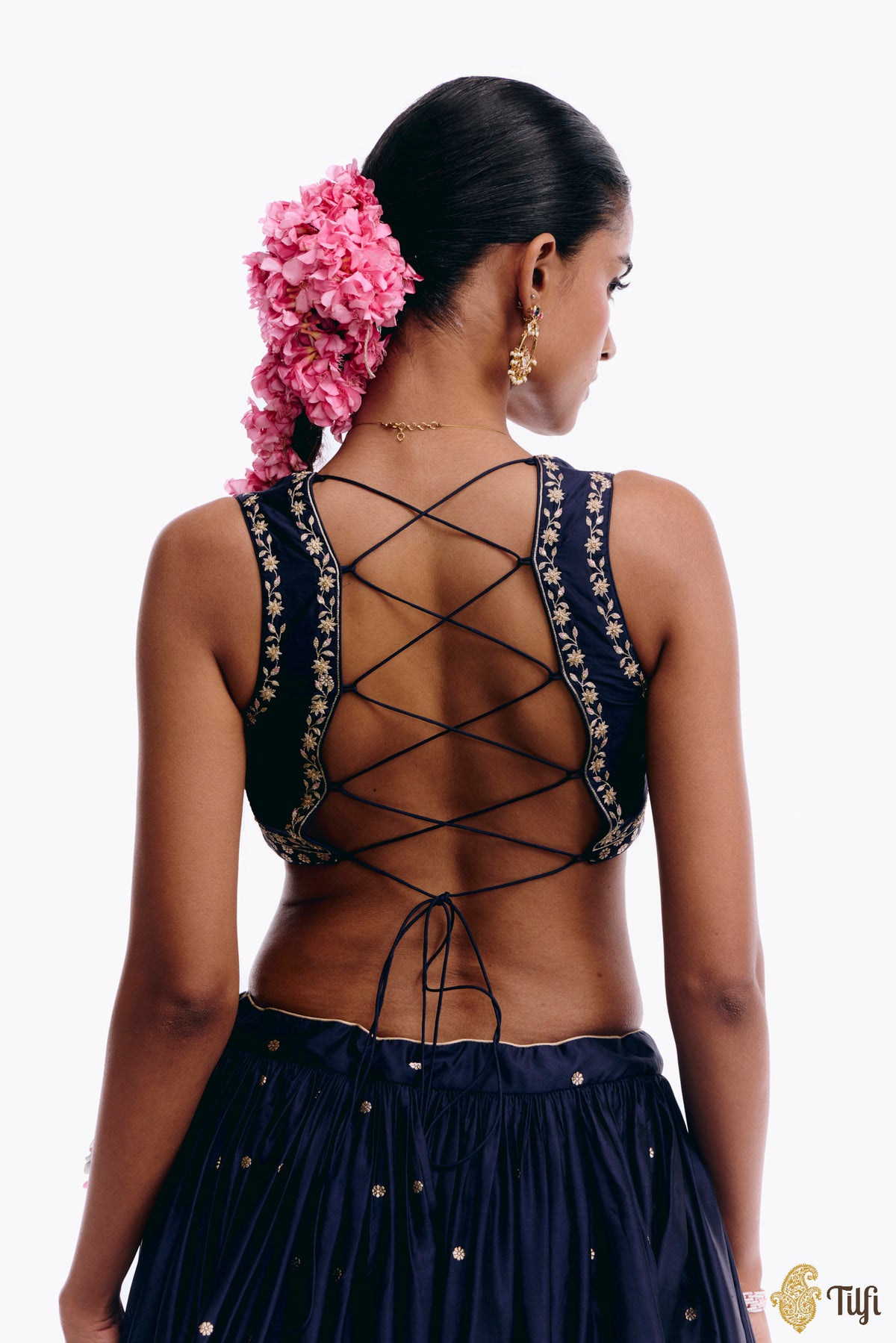 'Amreen' Blue Pure Katan Silk Banarasi Handloom Lehenga Set