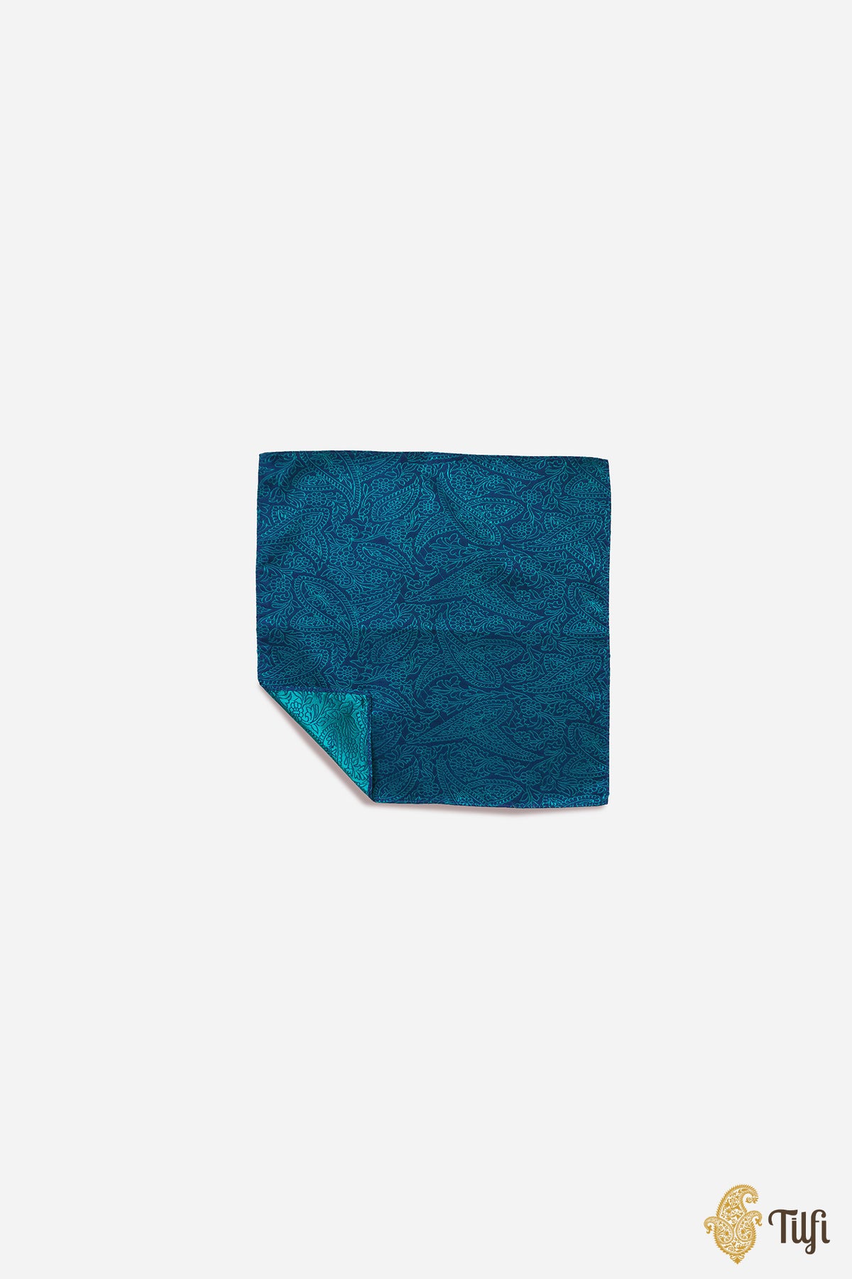 Blue Pure Katan Silk Handwoven Pocket Square Set
