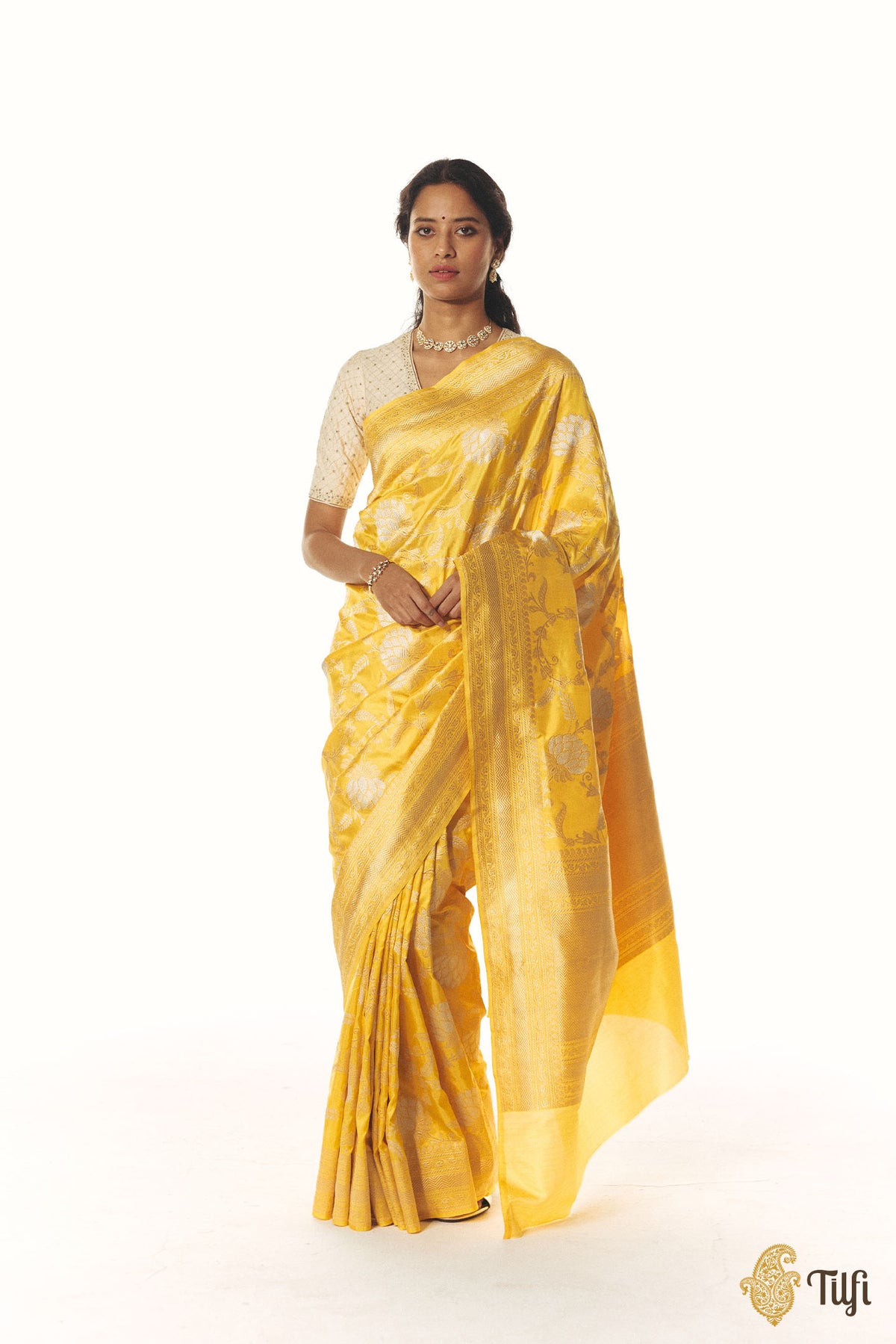 'Suvarna' Yellow Pure Katan Silk Banarasi Handloom Saree